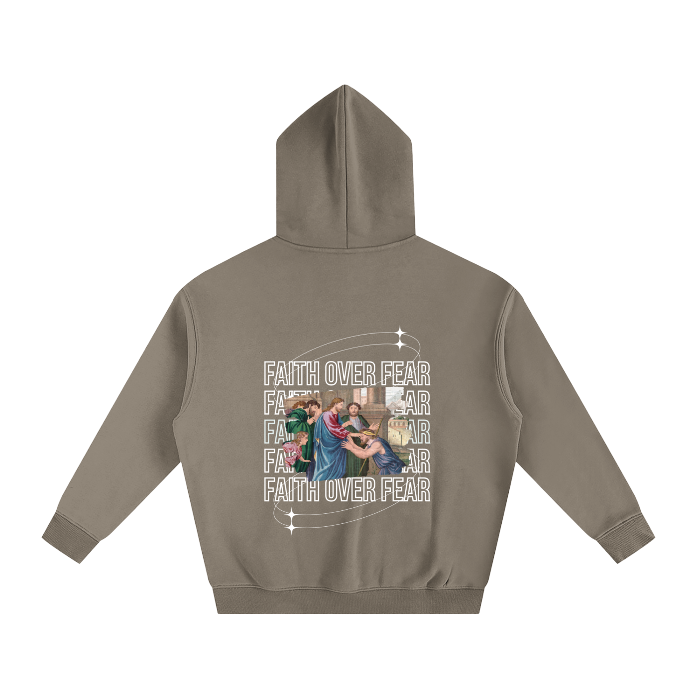 Oversize Faith Over Fear Fleeced Hoodie