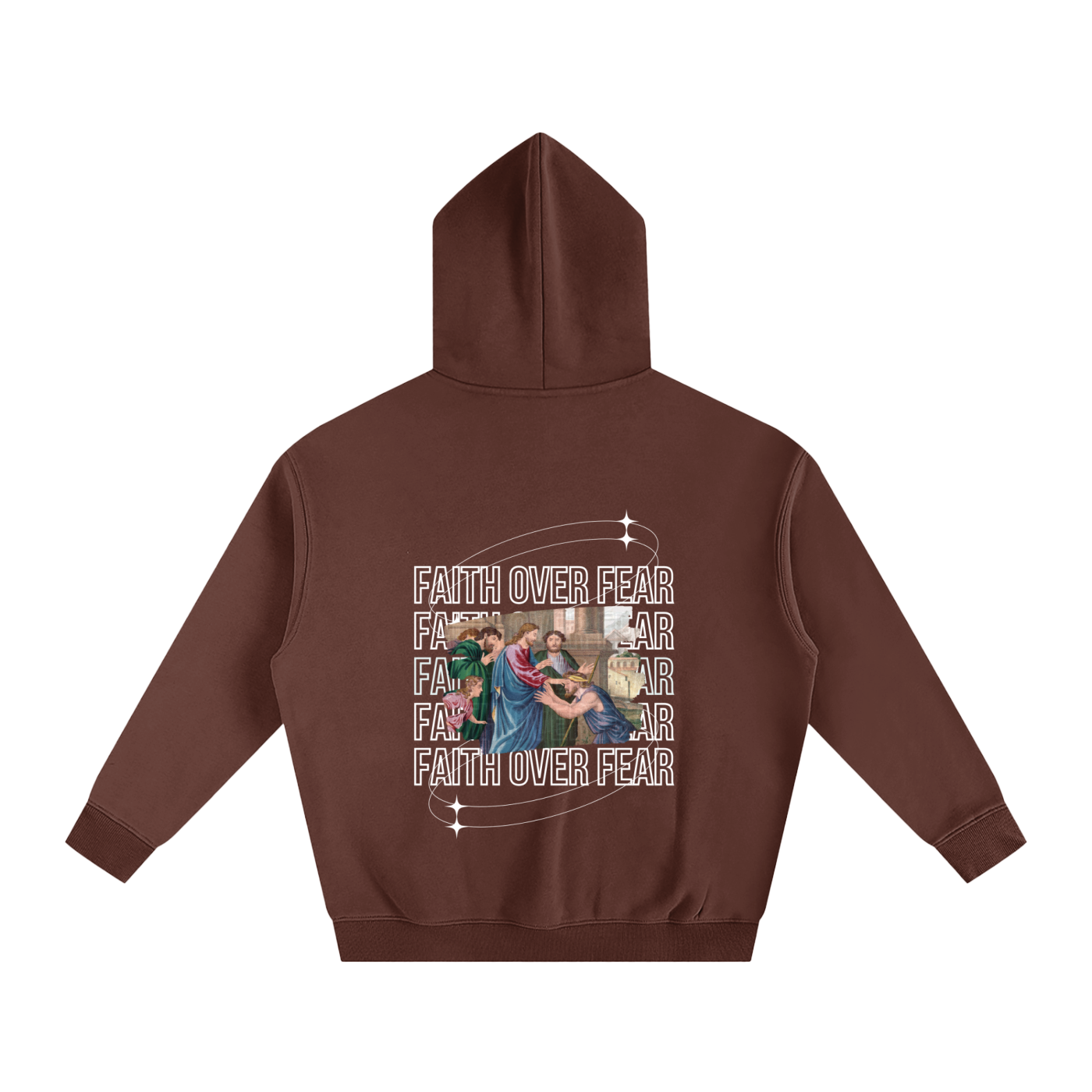 Oversize Faith Over Fear Fleeced Hoodie