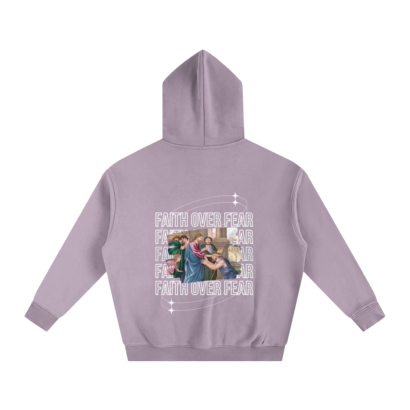 Oversize Faith Over Fear Fleeced Hoodie