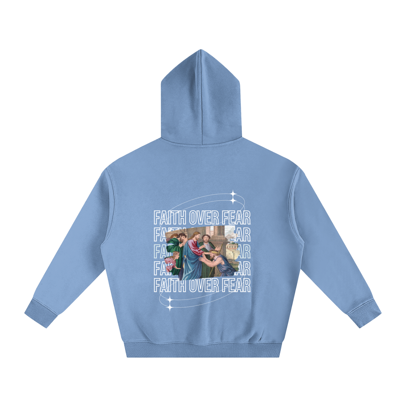 Oversize Faith Over Fear Fleeced Hoodie