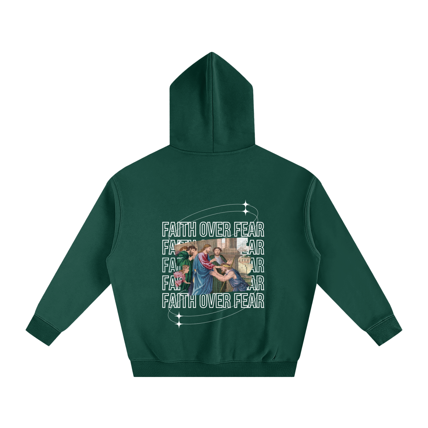 Oversize Faith Over Fear Fleeced Hoodie