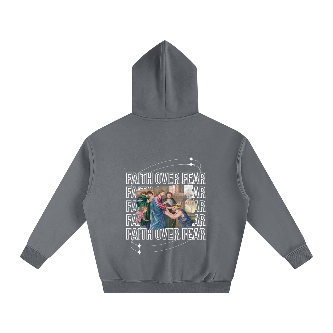 Oversize Faith Over Fear Fleeced Hoodie
