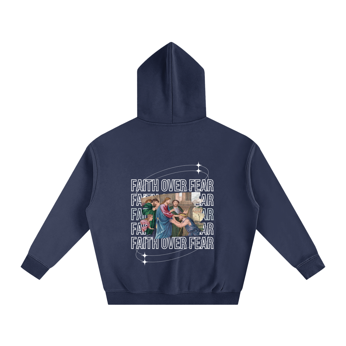 Oversize Faith Over Fear Fleeced Hoodie