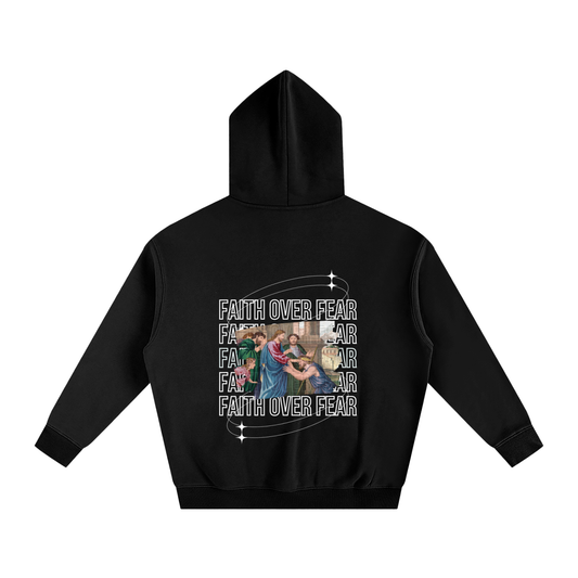 Oversize Faith Over Fear Fleeced Hoodie
